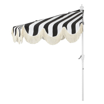 Beverly 9 ft. Designer Classic Scalloped Fringe Half Market Patio Umbrella
